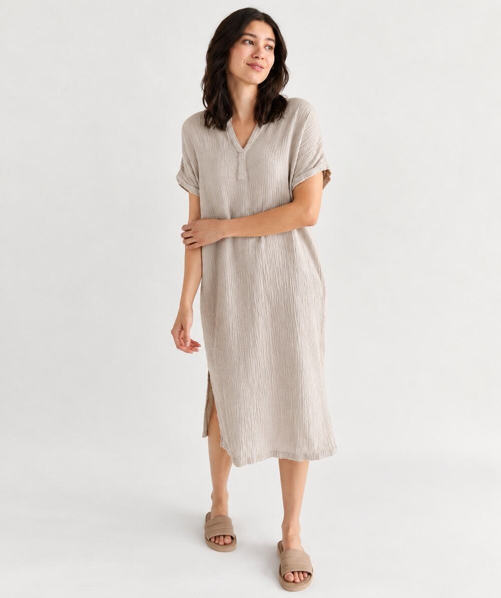 IT IS WELL L.A. Cream Organic Cotton Gauze Midi Dress S